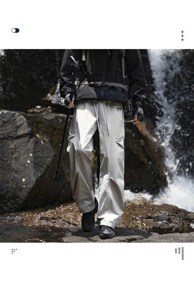 JEEP Men's Outdoor Functional Cargo Casual Pants Spring Tactical Sports Pants Black XL 2