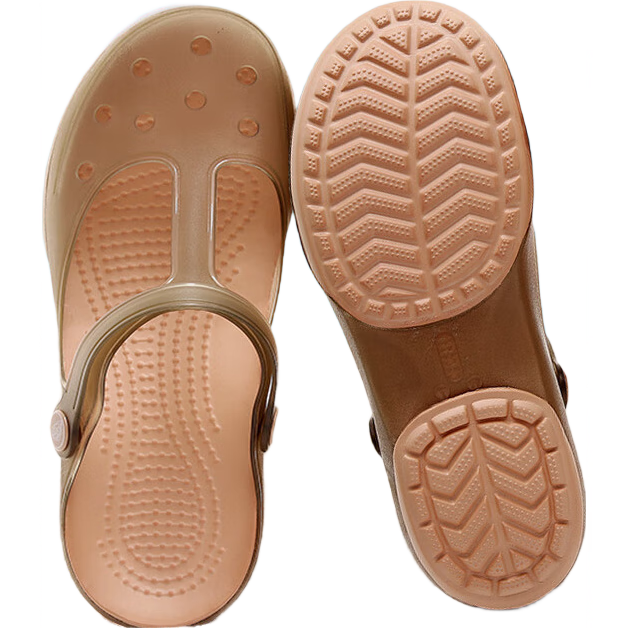 XGGC Women's Summer Clogs Soft Thick Sole Jelly Sandals Non-Slip Beach Nurse Sandals Oyster Gold Size 35