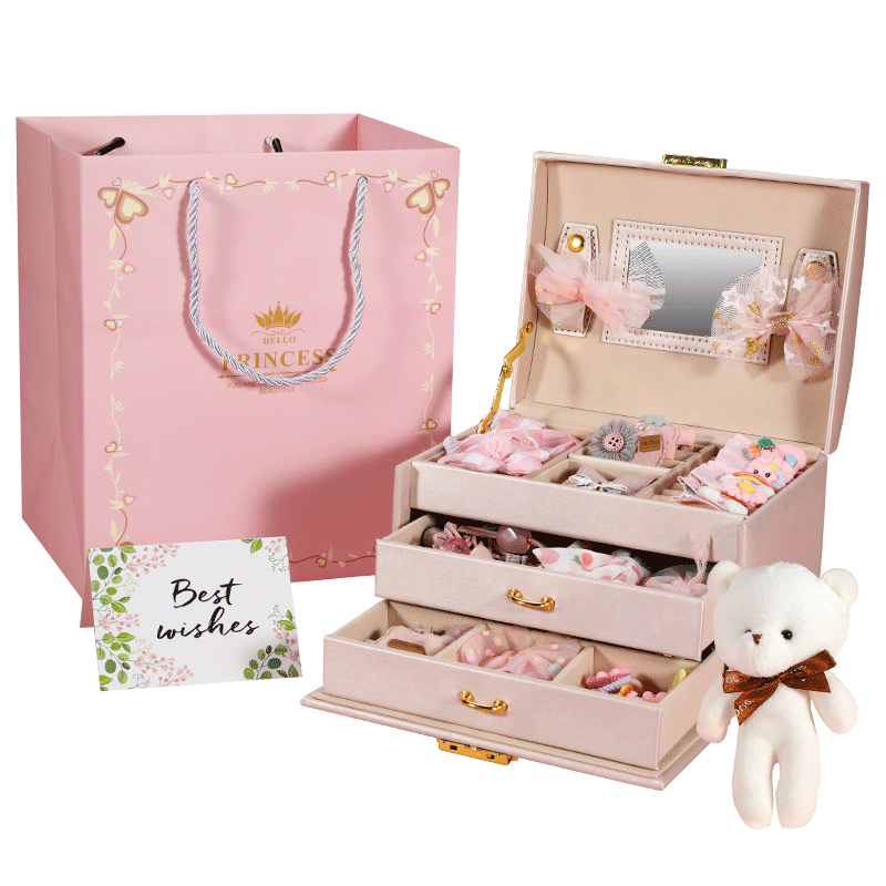 CAWNPECHIN Girls' Birthday Gift, Pretend Play Toys, Hair Accessories Gift Box, Makeup Hair Clips And Barrettes, Gifts for Ages 3-6
