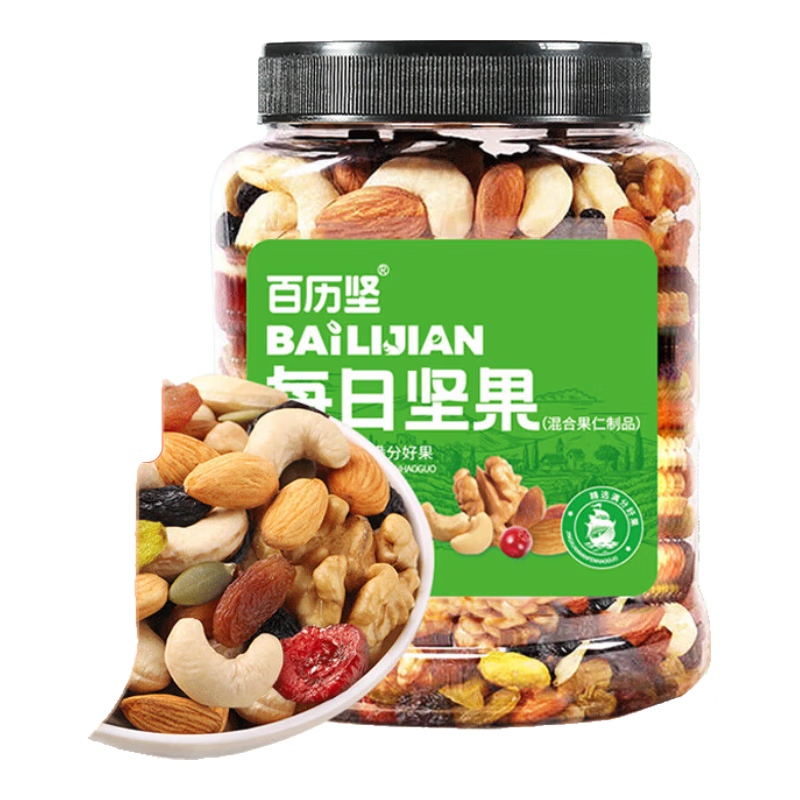 百历坚 每日坚果500g/罐  原味混合坚果休闲零食腰果核桃仁葡萄干