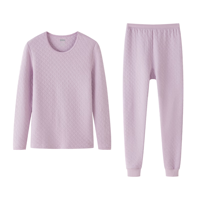 Yiershuang Ai Grass Self-Heating Three-Layer Thickened 100% Cotton Thermal Underwear Set for Women 7A Antibacterial Autumn Top and Bottom