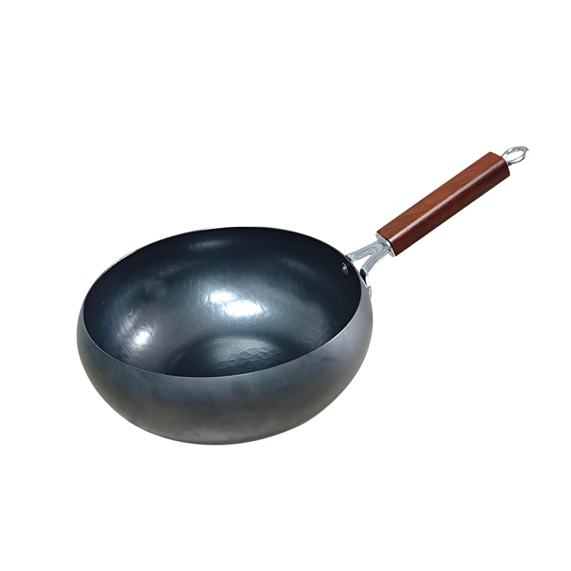 Jinweide Zhangqiu Hand-Forged Iron Wok 26cm Hammered Pattern Non-Coated Non-Stick Home Cooking Pan