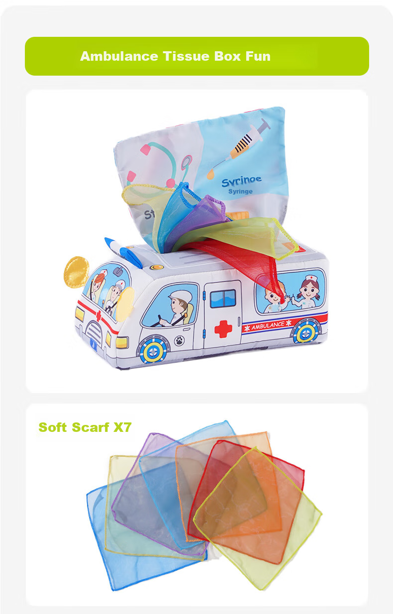 Jollybaby Baby Tissue Paper Toy Box, Tear-Resistant Tissue Dispenser for Infants And Toddlers, Realistic Design for Newborns, Fire Truck Design for Ages 0-1 11
