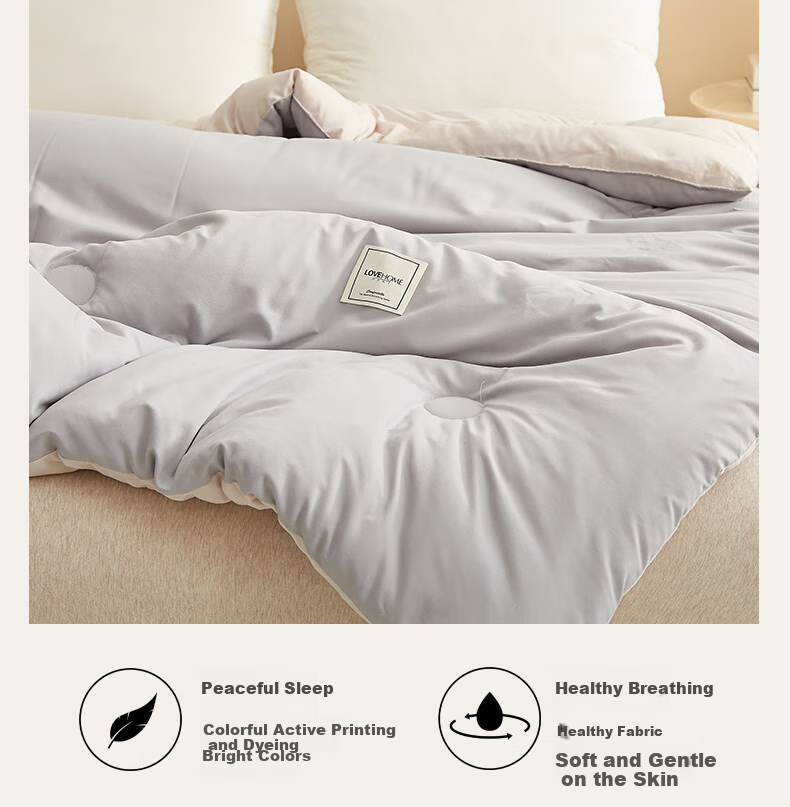 Grace Fiber Comforter Duvet Insert for Single Student Dormitory, All Seasons Spring And Autumn Quilt, 5 Jin (2.5 Kg), 150x200cm, Dark And Light Gray 14