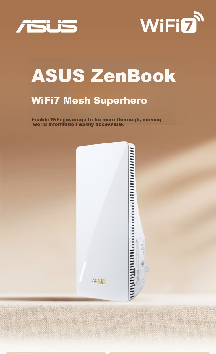 ASUS WiFi7 Signal Amplifier, BoTong Quad-Core 2.0G Dual-Band 3600M Wireless Booster, Compact Design with Wide Coverage, RP-BE58 1