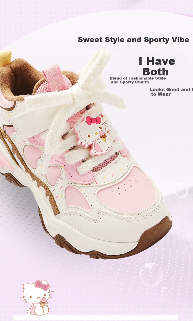 BALABALA Children's Shoes, Girls' Sneakers for Jogging, Autumn And Winter Dad Shoes, Kuromi Shoes, Fleece-Lined for Warmth, Fashionable 4