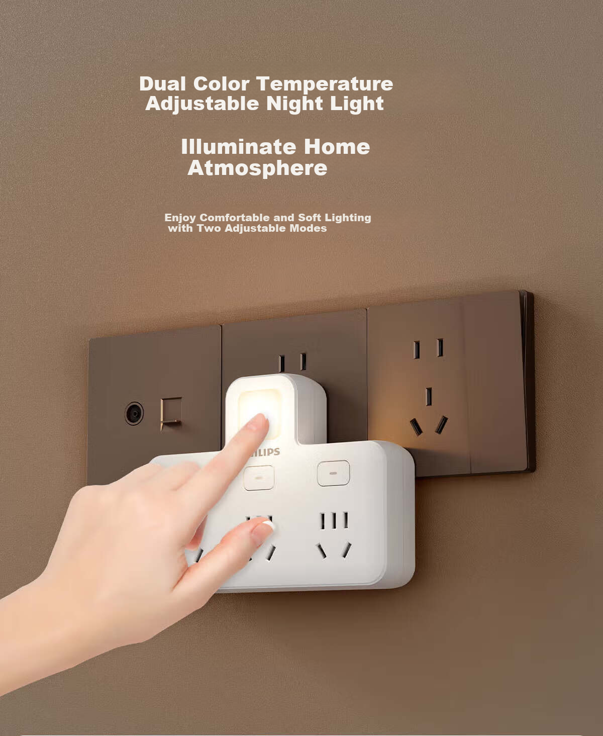 PHILIPS Delta-Shaped Conversion Plug/socket Adapter/one-To Split Control/multifunctional Socket Extension/wireless Power Strip/power Strip Extension Lamp 4