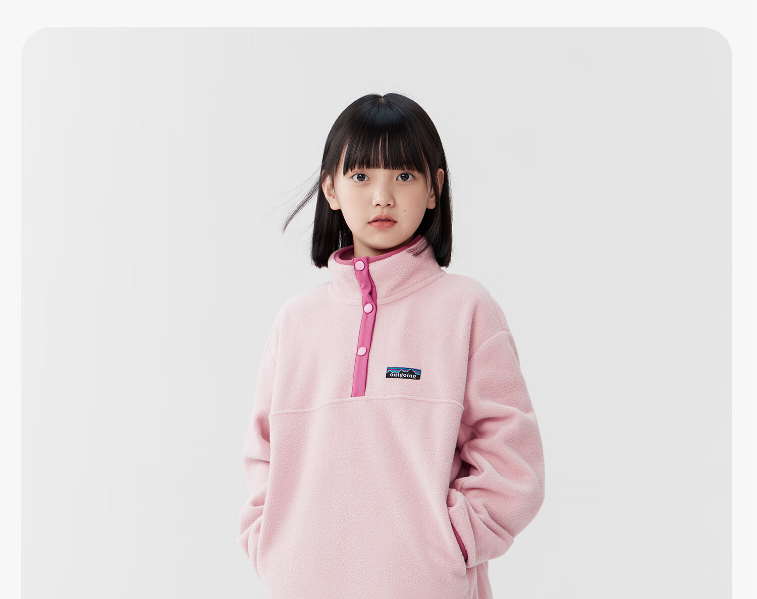 Zuo Xi Girls' Fleece Sweatshirt 2025 New Children's Winter Stand Collar Anti-Static Jacket Pink 120 11