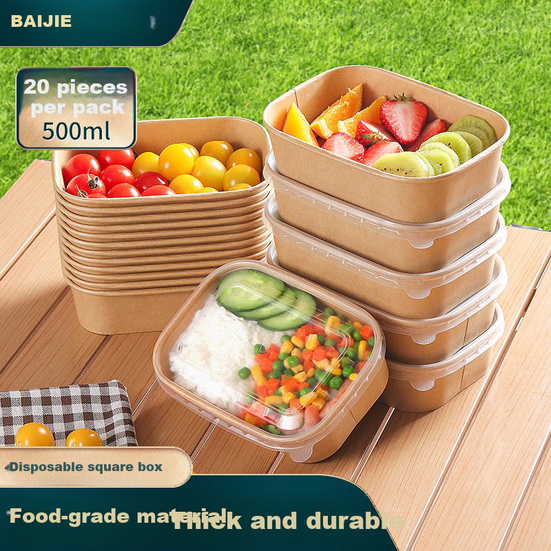 BJ Disposable Food Containers, Round Takeout Boxes, Thickened with Lids, Food Grade, Microwave Safe, 750ml*20 Sets