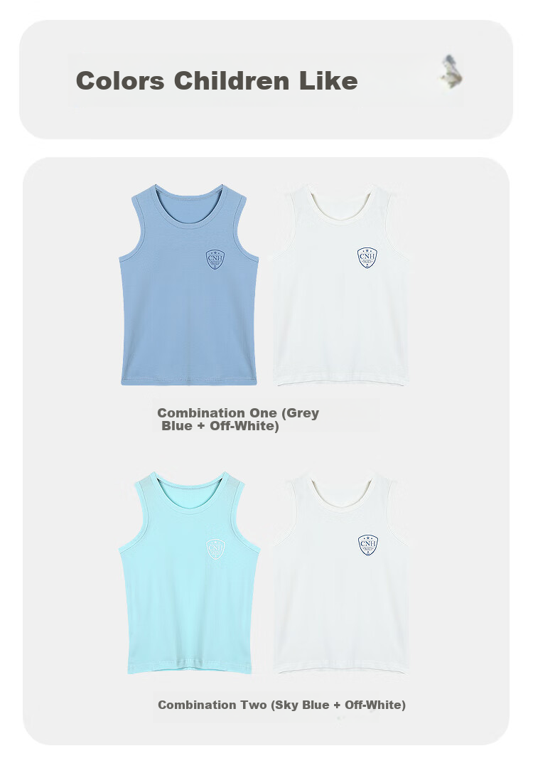Hodohome Children's Tank Top, Boys' Summer Thin Style, 40s Combed Cotton, Casual Sports Undershirt, 803 White, Size 140 12