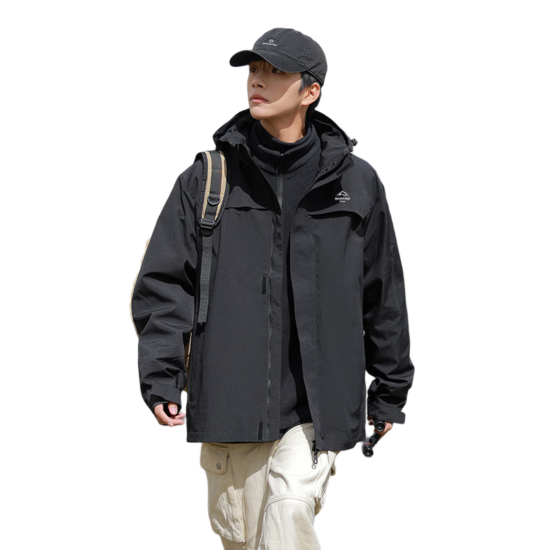 Warrior 3-in-1 Men's Outdoor Fleece Lined Detachable Hiking Jacket Windproof Coat