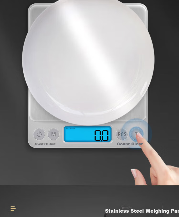 BJ Electronic Kitchen Scale Stainless Steel Weighing Surface Baking Scale Gram Scale Food Scale 3kg/0.1g Coffee Electronic Scale Gram Scale 10
