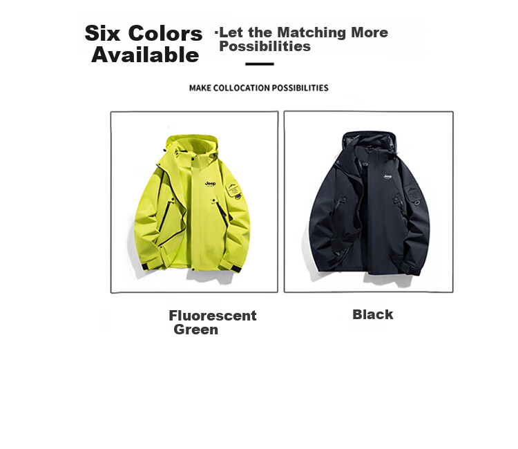 JEEP SPIRIT Men's Spring And Autumn Jacket, Casual Waterproof Sports Hiking Coat for Couples, Fluorescent Green, Size L 8