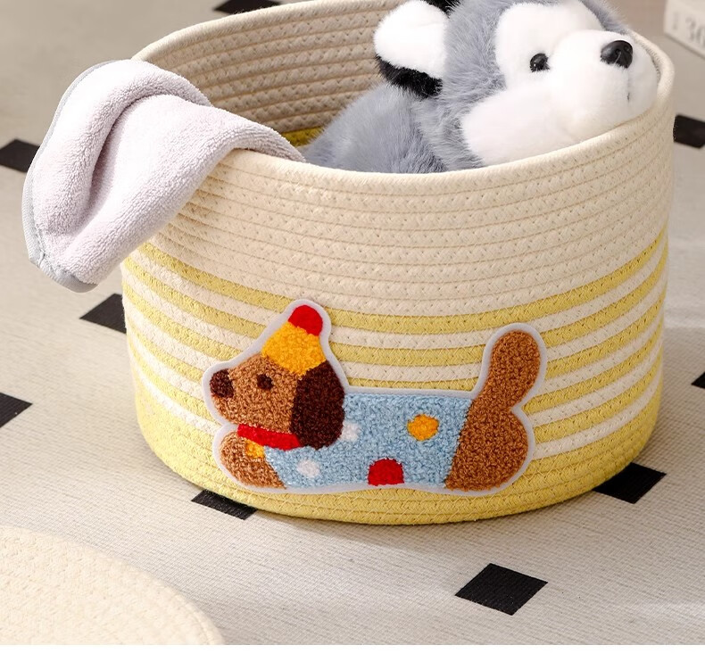 Fan Ye Style Ins Cotton Thread Storage Basket Desktop Snack Miscellaneous Box Large Capacity with Lid Dustproof Storage Toy Organizer Basket 12