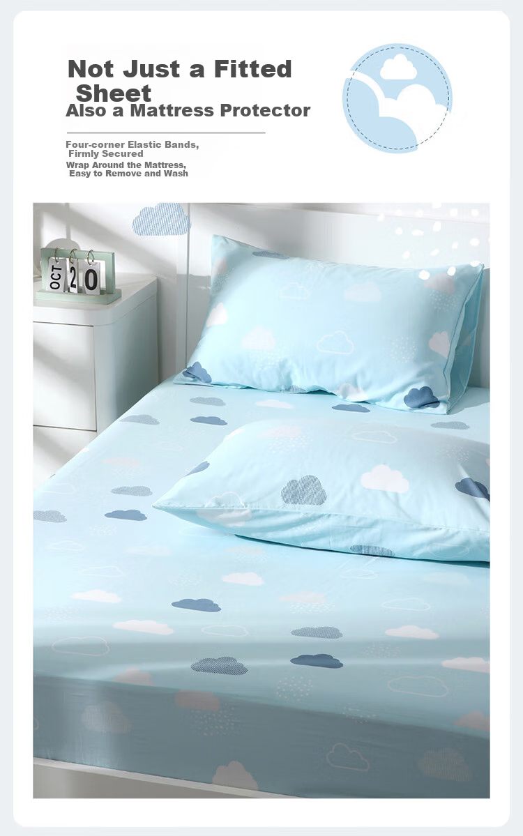 Dohia Pure Cotton Fitted Sheet, Dormitory Bedding Sheet, Mattress Protector Single Piece, for 1.2m Bed 195*120cm 5