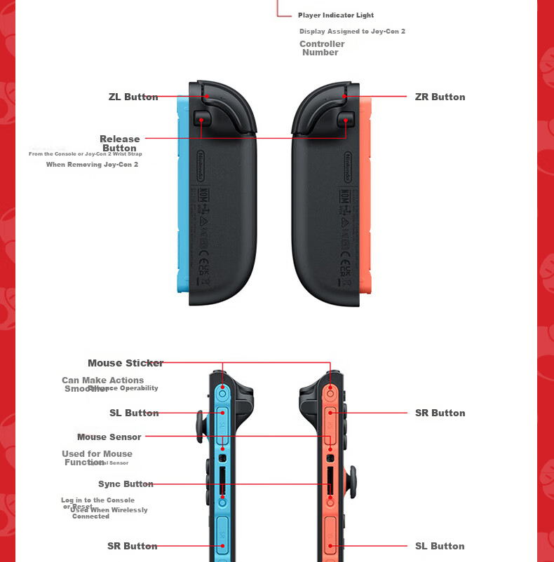 Nintendo Switch Upgraded SWICTH2 Joy-Con2 [2nd Generation Controller, Red And Blue] Game Console Controller Joystick NS2 Peripherals, 2-Pack 12