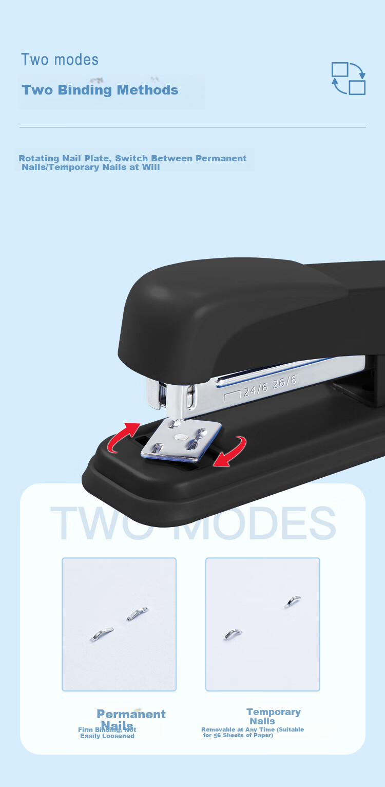 COMIX 25 Pages 12# Low-Effort Stapler + Staple Remover (Two-In) Built-In Staple Remover Compatible with Staples 24/6 Or 26/6 B2984 Blue 3