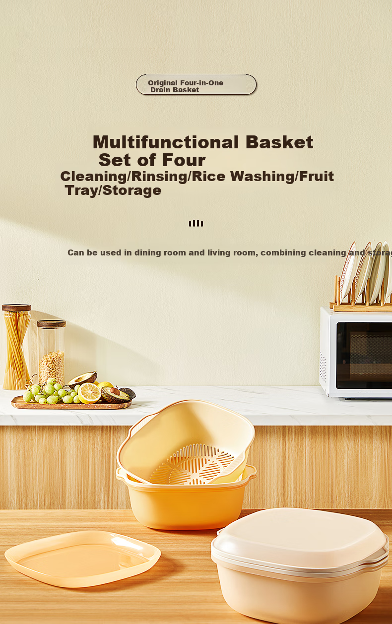 COOKER KING Double-Layer Colander Drainer Basket Kitchen Plastic Fruit Tray Strainer Vegetable Washing Basket White 1