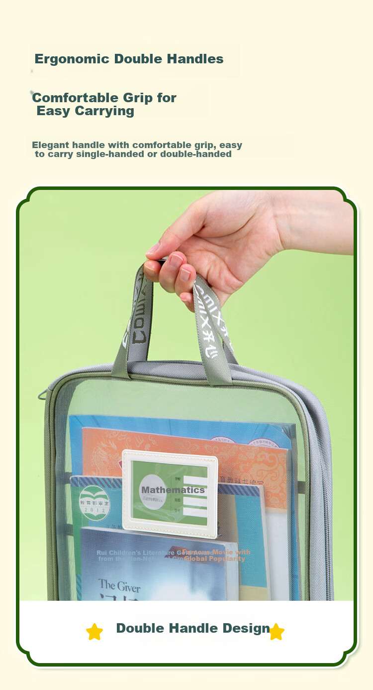 COMIX [Teacher-Specified] 5-Pack A4 Subject Classification Pouches File Bags Elementary School Students' Handheld Zipper Bags Homework Subject Storage Pouches Single-Layer Mesh Chinese Math English Comprehensive EA301 5