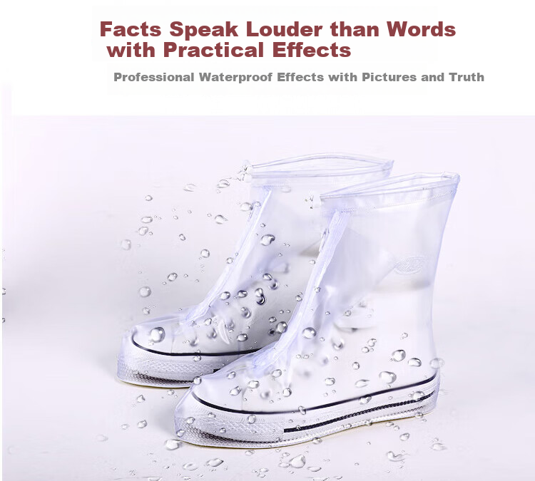 BWNK Waterproof Shoe Covers, Thick Rain Boots, Portable Non-Slip Wear-Resistant Rain Boots, White, Size XL 16
