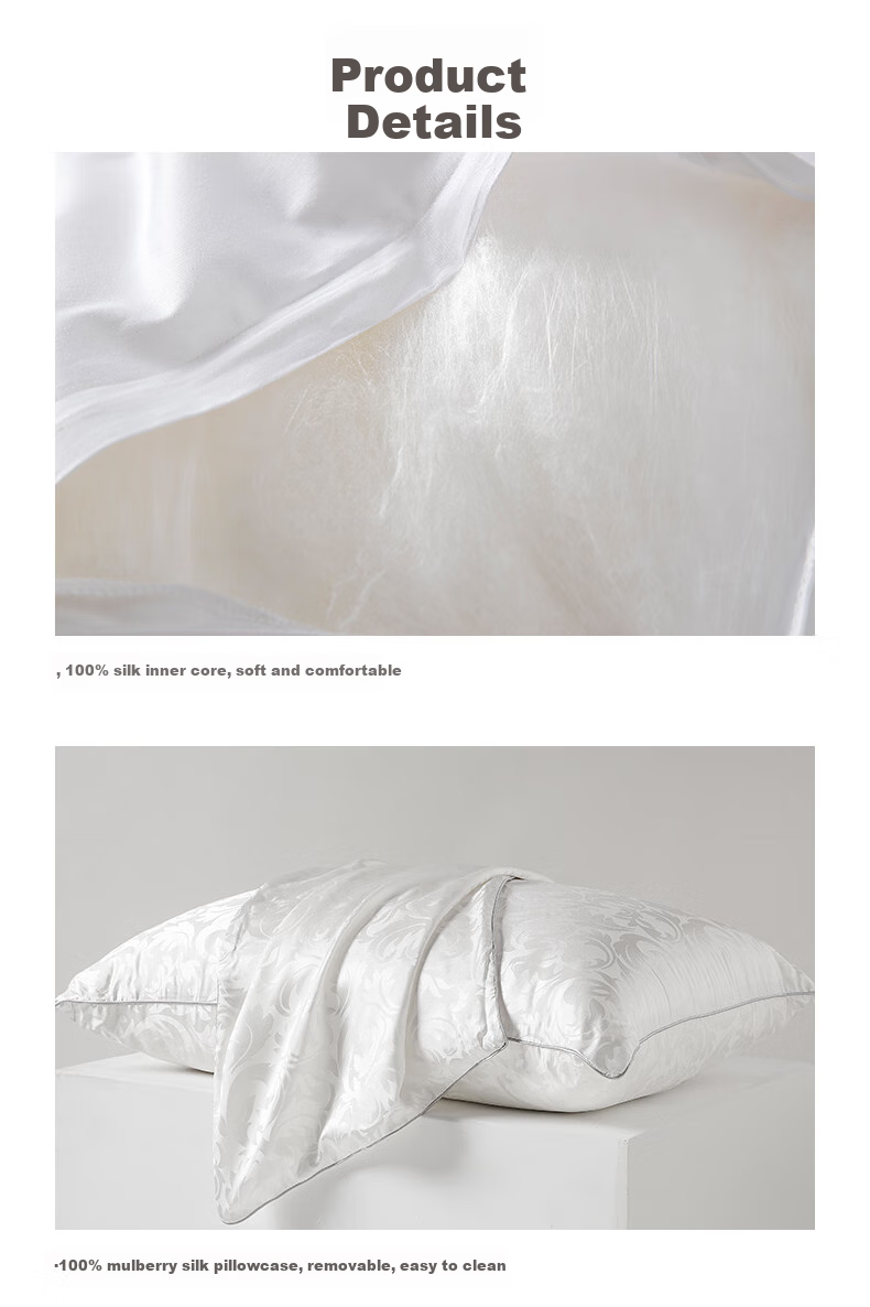 Taihuxue Adult Silk Fiber Pillow, Medium-Sized with Silk Fiber Filling, Soft And Breathable, Single Pack 48*74 10