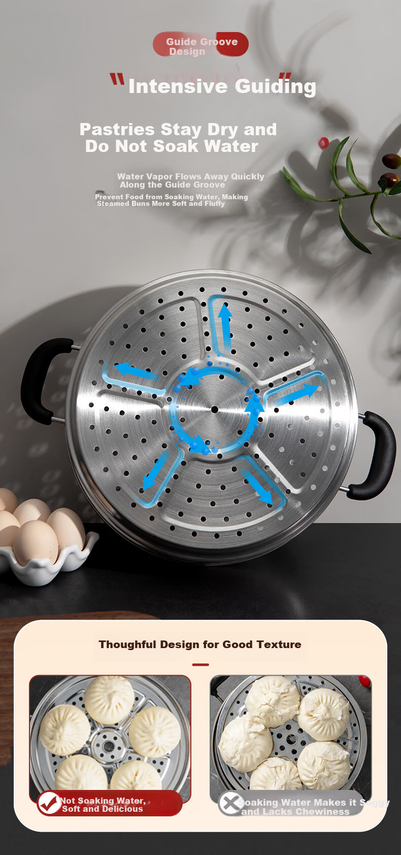 ASD Steamer Pot Steaming Rack 430 Stainless Steel Wok Steamer Universal Steamer Single Layer Steaming Rack 28CM ZS28Z3WG 8