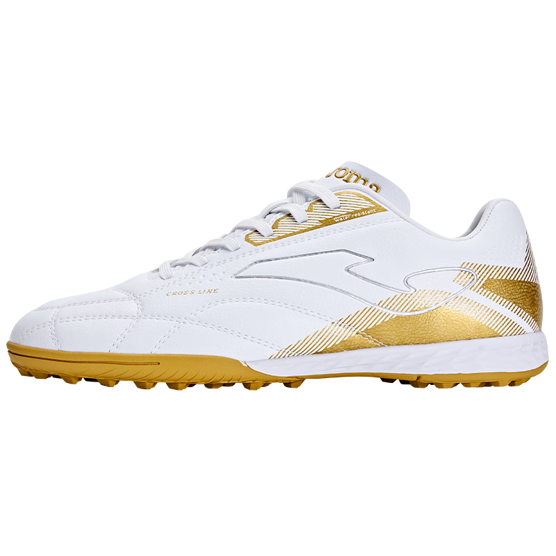 JOMA Men's TF Soccer Shoes Non-Slip Wear-Resistant Breathable Professional Tournament Football Training Shoes White Gold Size 39