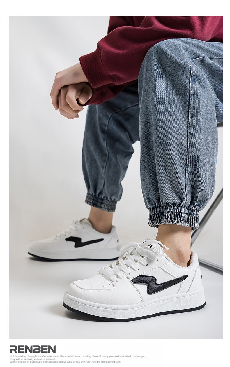 RENBEN Women's White Sneakers Ins Trendy Versatile 2026 New Student Korean Style High-End Popular Skate Shoes 10