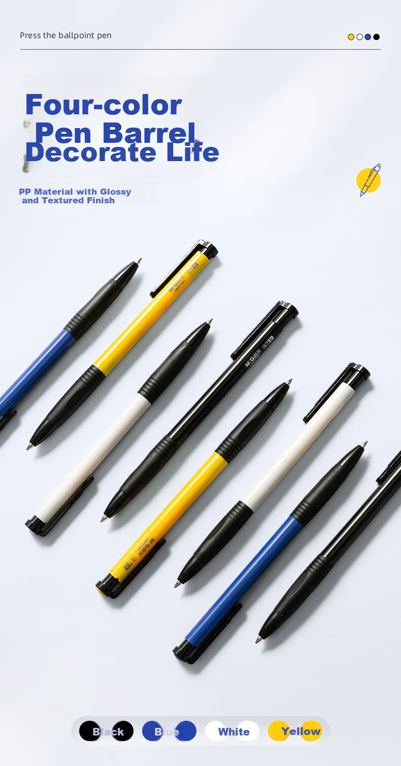 M&G Stationery Ballpoint Pen, Medium Oil Pen, 0.7mm Bullet Tip, Soft Rubber Grip, Retractable Pen, Student Office Supplies, Blue, 24 Pieces/box, ABPV7501, Back to School 3