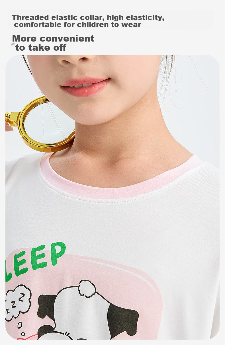 Jiusuiban Children's Pajamas for Girls, Autumn And Winter Class A High-Elastic Cotton Thin Home Wear Set, Cartoon Loose Pajama Pants for Older Childre 8