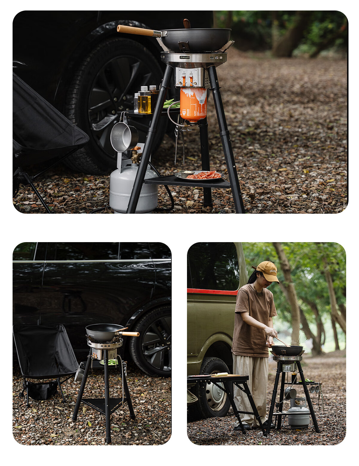 FIRE-MAPLE Qingtian 3 Double-Layer Intense Flame Large Air Stove Set, Outdoor Portable Stir-Fry Cookware, Cartridge Stove, Gas Stove, Camping Equipment 30