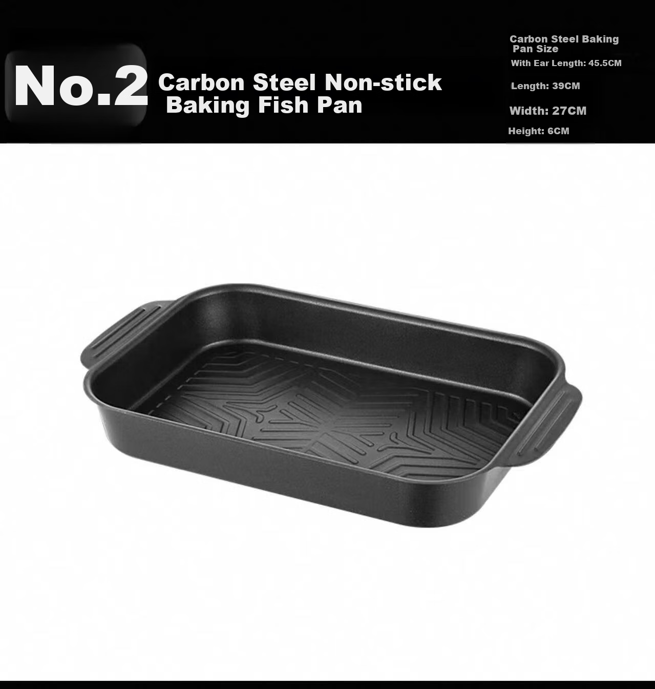 Vnash Deep Square Fish Grilling Plate, Steaming And Baking Fish Pan, Snack Plate, Barbecue Grill, 40cm, Carbon Steel 13