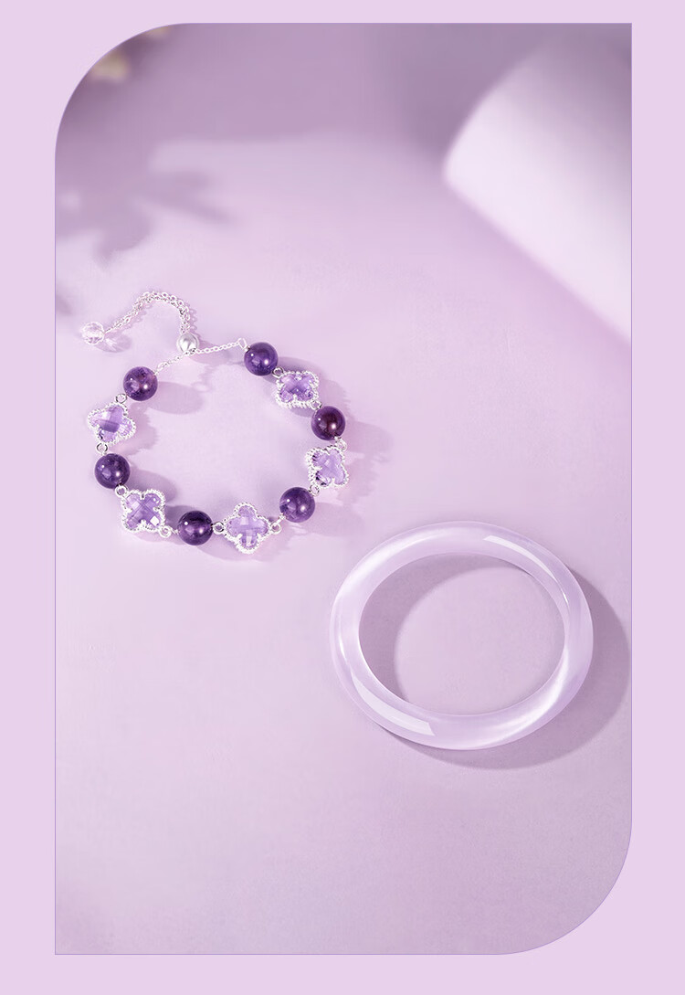 Jinliufu Lucky Four-Leaf Clover Crystal Bracelet Women's Bangle Chinese National Trend Cat's Eye Glass Set Birthday Gift for Girlfriend 17