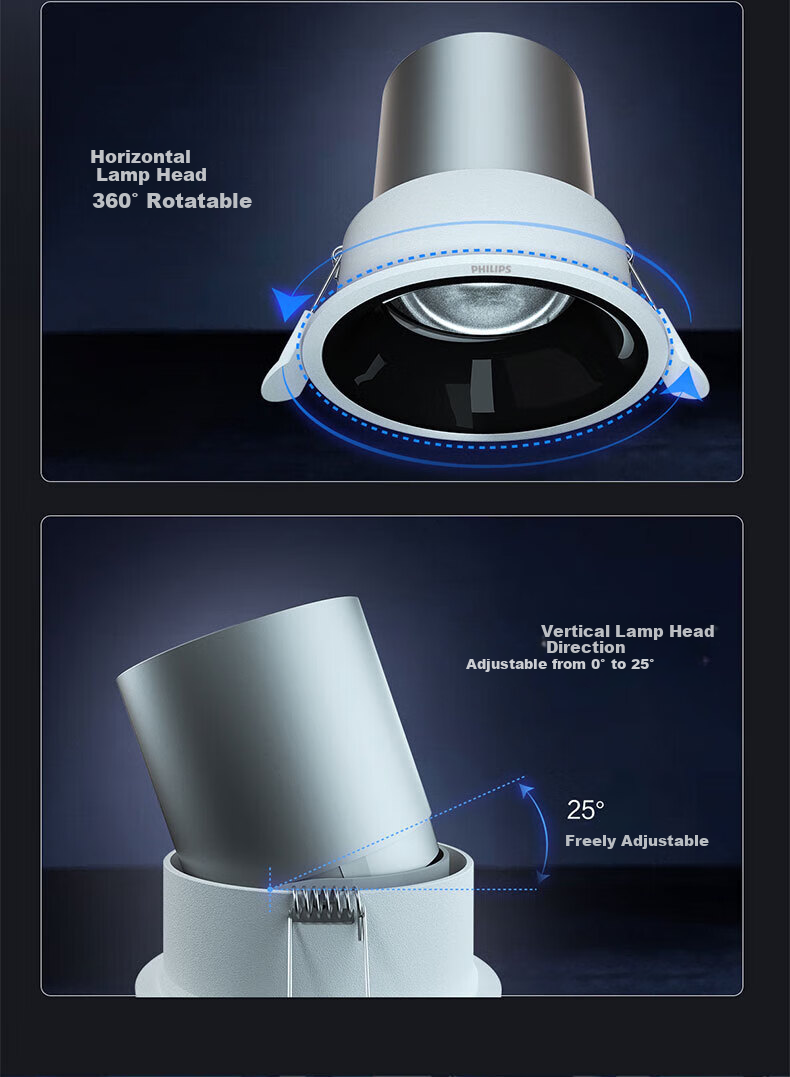 PHILIPS LED Anti-Glare Downlight Recessed Light without Main Bulb Small Hill Hole Light for Living Room Ceiling Use 4W Hole [4-Pack] 7