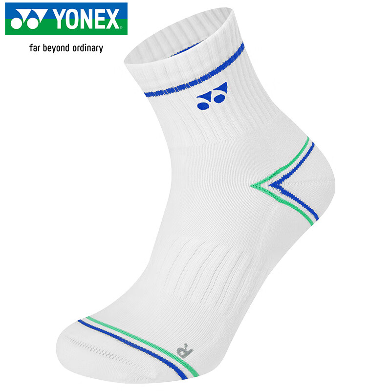 YONEX Badminton Socks Running Fitness Sweat-Absorbing Breathable Professional Sports Socks Men 145045BCR White Navy Blue