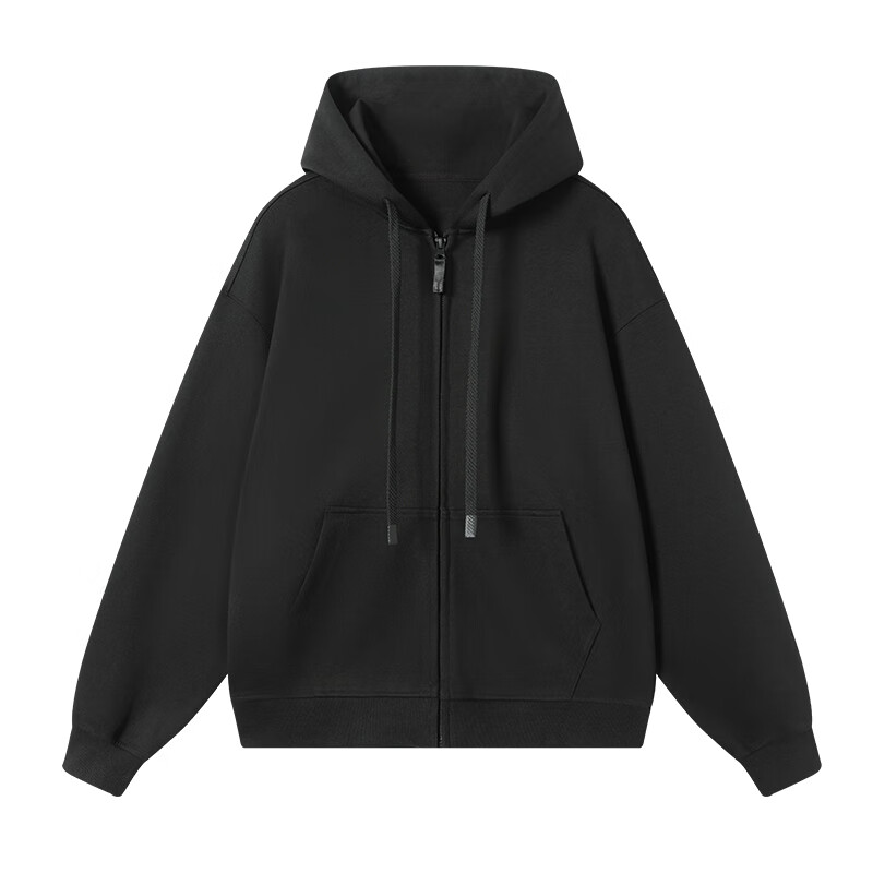 JD Jingzao Women's Hoodie Winter 2025 New Solid Color Cardigan Jacket Black S