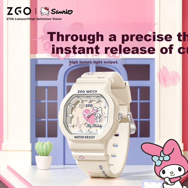 ZGO Sanrio Children's Watch, Only Time-Telling, Girls' Student Watch, High School And Middle School Students, Stylish Quartz Watch for Wome