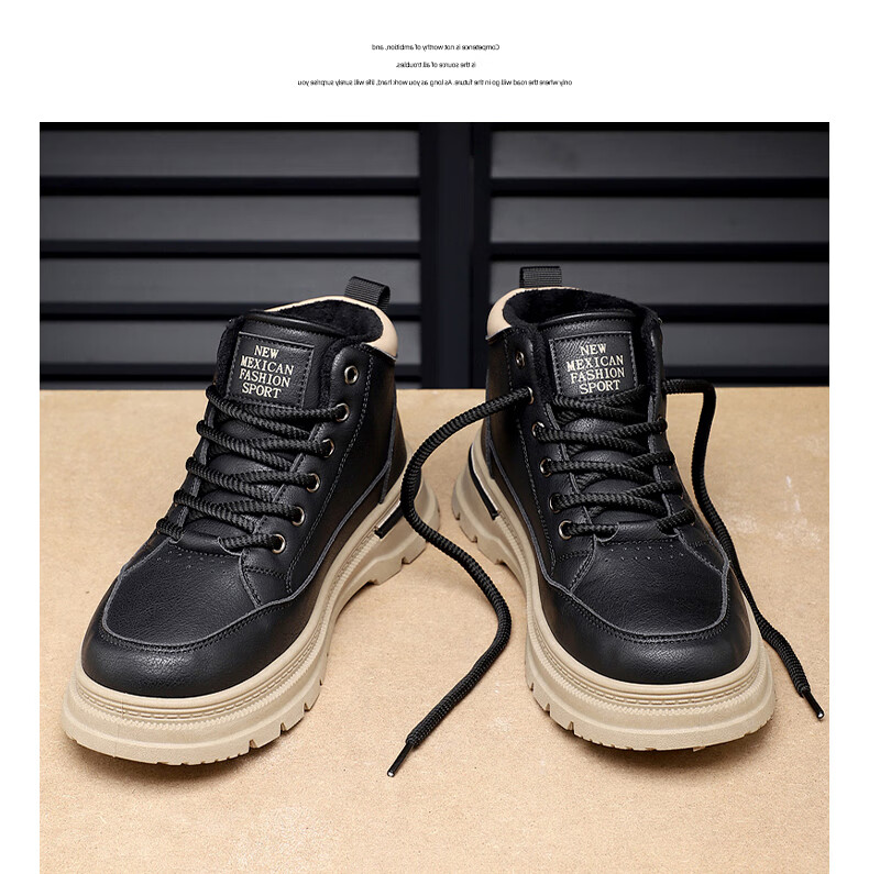 MEXICAN Autumn Winter Warm Men's Martin Boots Work Shoes Casual Snow Boots Black Fleece Lined Size 41 13