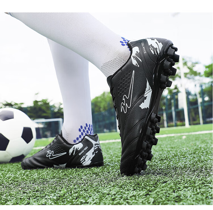 Shuangxing Men's TF Soccer Shoes, Black, Size 35, Adult and Youth Professional Training and Competition Cleats for Children and Students 6