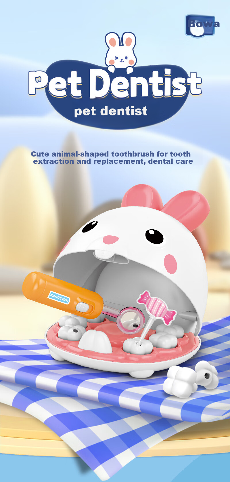 Maggic Seed Children's Pretend Play Doctor And Dentist Toy, Veterinary Clinic Care Pet New Year Gift, Upgraded Little Rabbit 1