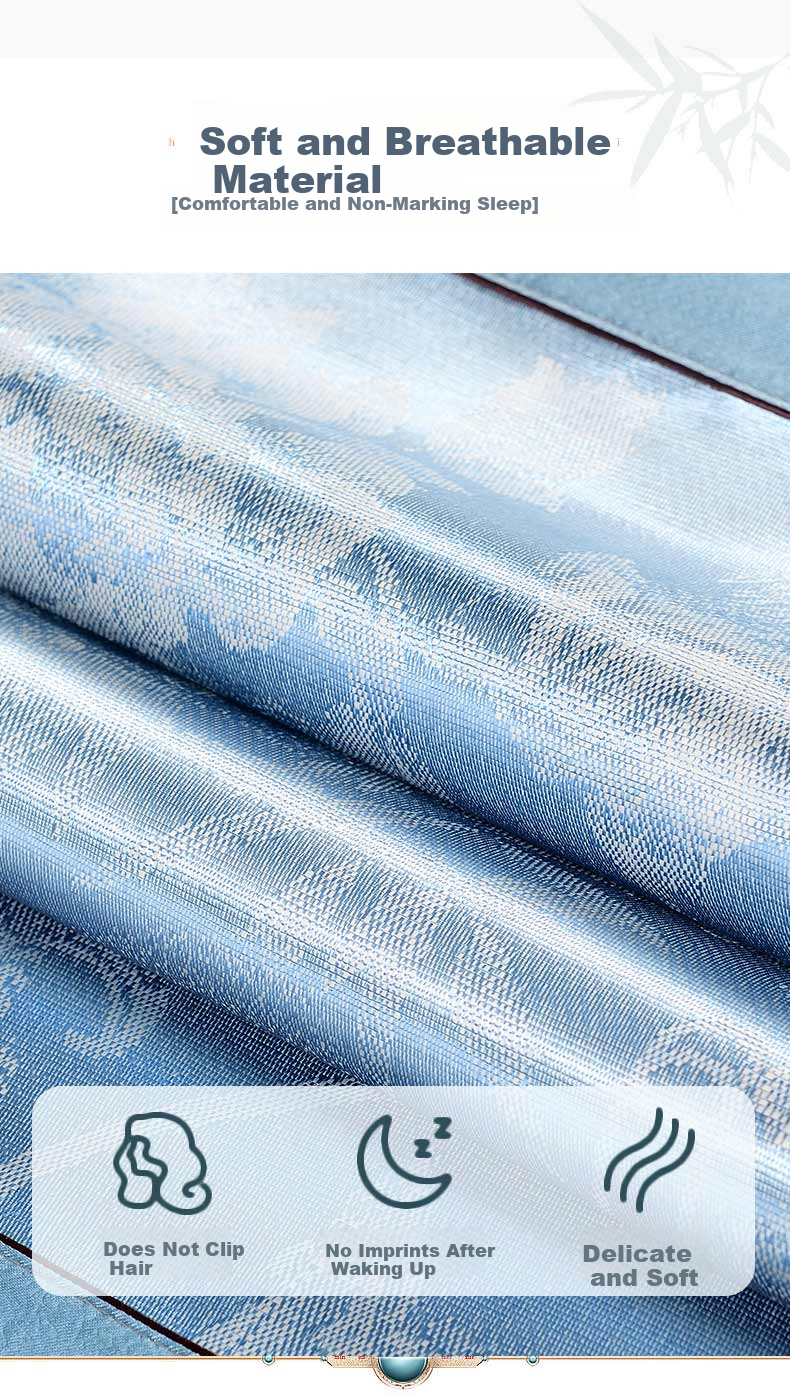 FUANNA Hua Song 450D Coarse Yarn Jacquard Ice Silk Mat Cooling Mat, Double Size, Three-Piece Set, 1.5x2 Meters 6