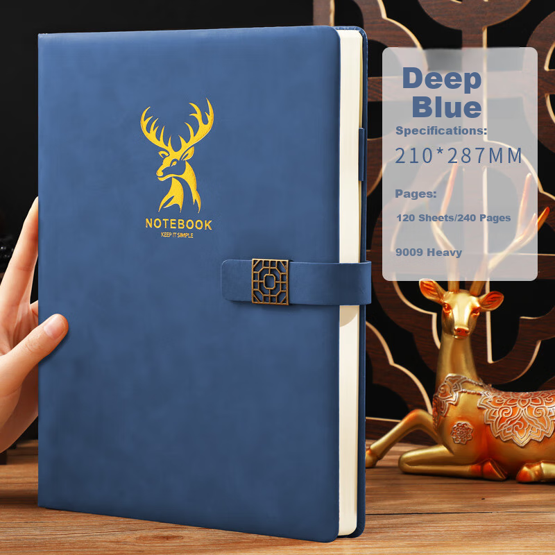 Faramon Notebook A4 Leather Cover Thick Notebook Journal Business Simple Office Meeting Record Book Notepad Stationery Customization A4 Dock Blue