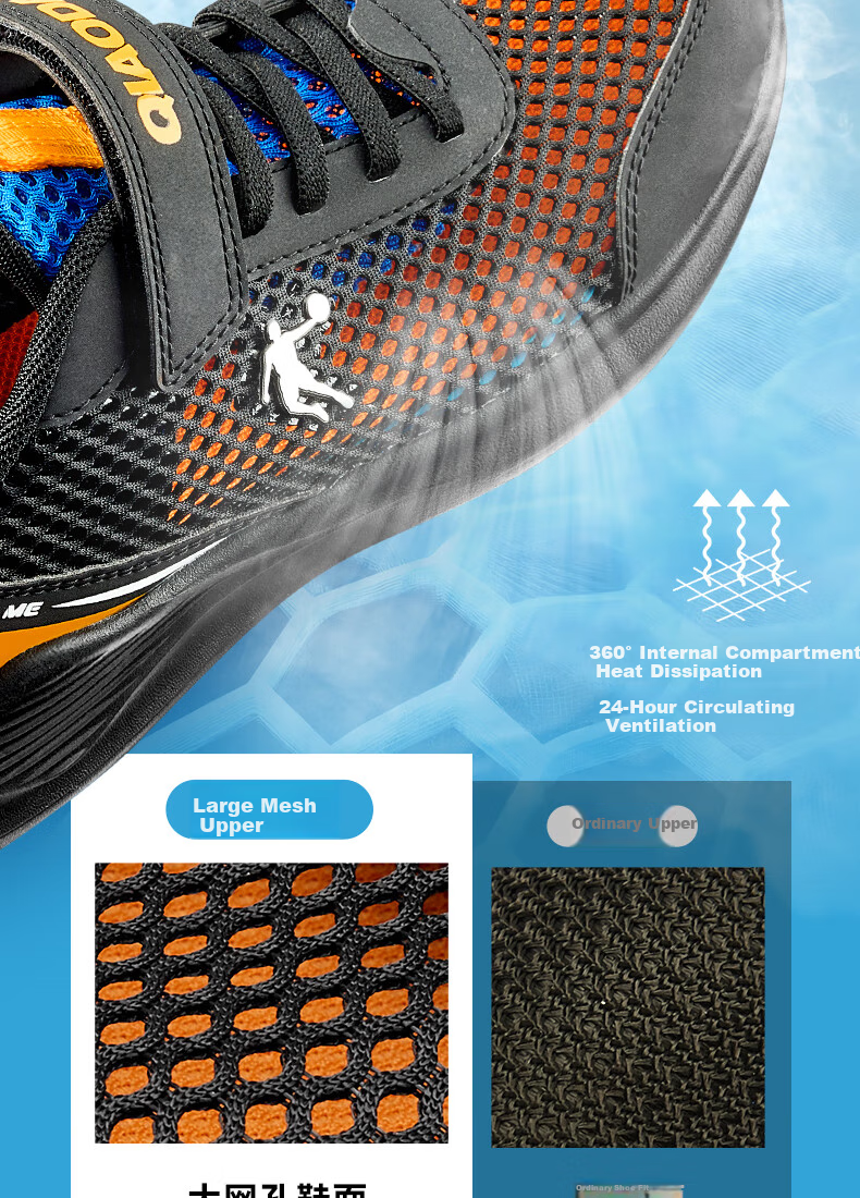 QIAODAN Boys' Running Shoes, Children's Summer Sports Shoes, Big Kids' Shoes with Large Mesh, Black/silver, Size 40 20