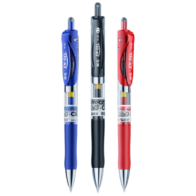 M&G K35 Retractable Gel Pen 0.5mm Student Signature Pen Business Bullet Tip Exam Water Pen Office Supplies 1 Black 1 Blue 1 Red K35A-ZZ
