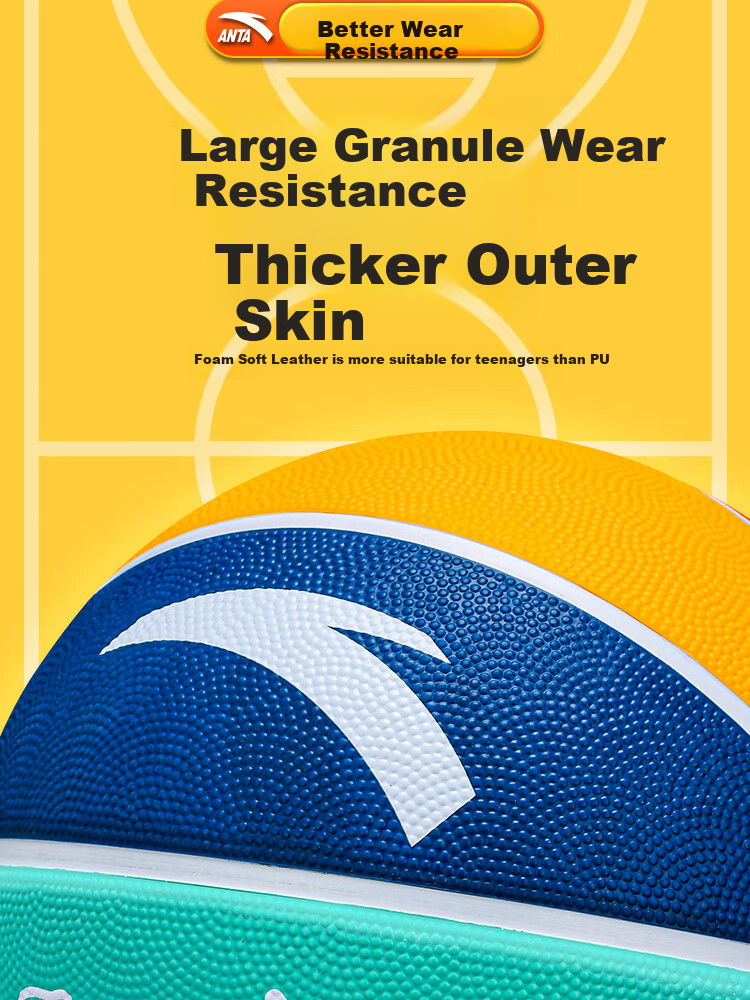 ANTA Basketball, Children's Size 5, for Indoor And Outdoor Use, Durable, Suitable for Cement Courts, Elementary School Students, Teenagers, Outdoor Rubber Ball 6
