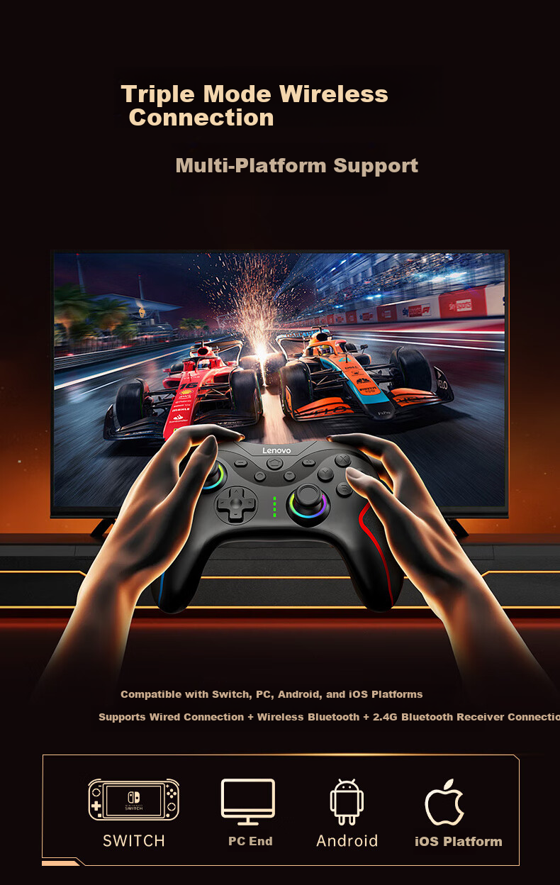 Lenovo S01 Wireless Game Controller Switch2pro Controller Steam Controller Bluetooth Motion-Sensing Computer Rescuer PC Mobile Zelda Mario Racing Star Fox Zero Black 8