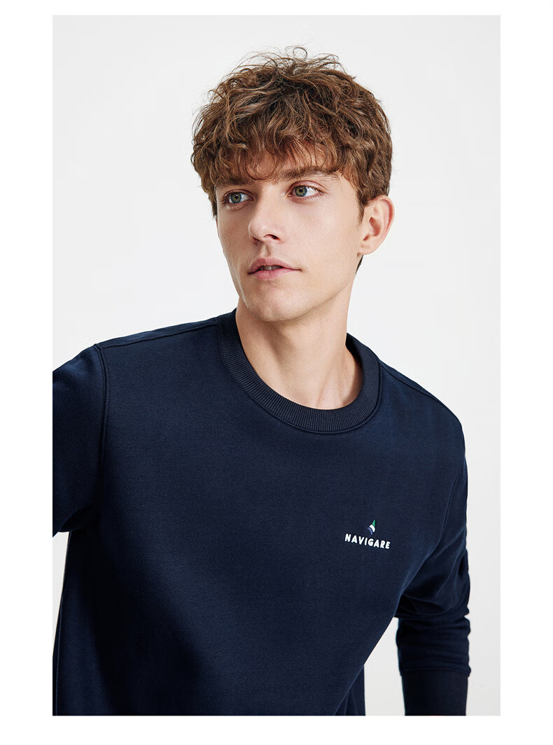 Navigare Small Sailboat Solid Basic Versatile Pullover Men's Fleece Lined Warm Sweatshirt 1135805301 13