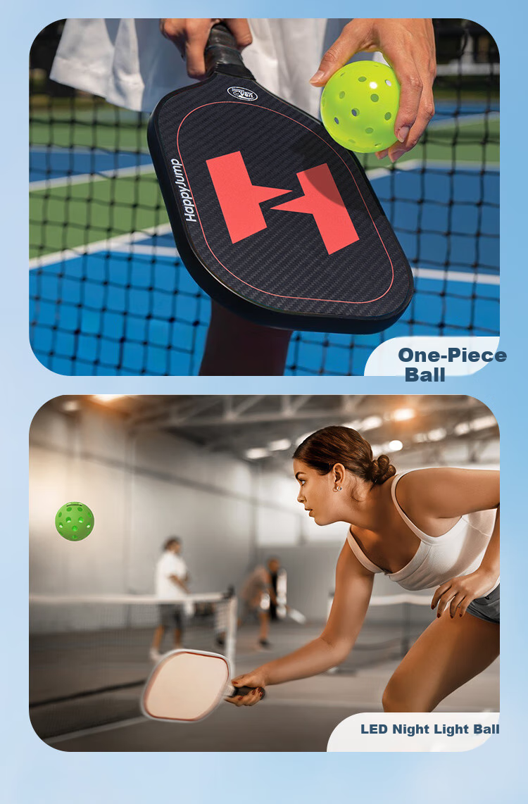 HiJump (Germany) LED Glow Pickleball Night Vision Indoor Outdoor 40-Hole Pickleball Ball 7