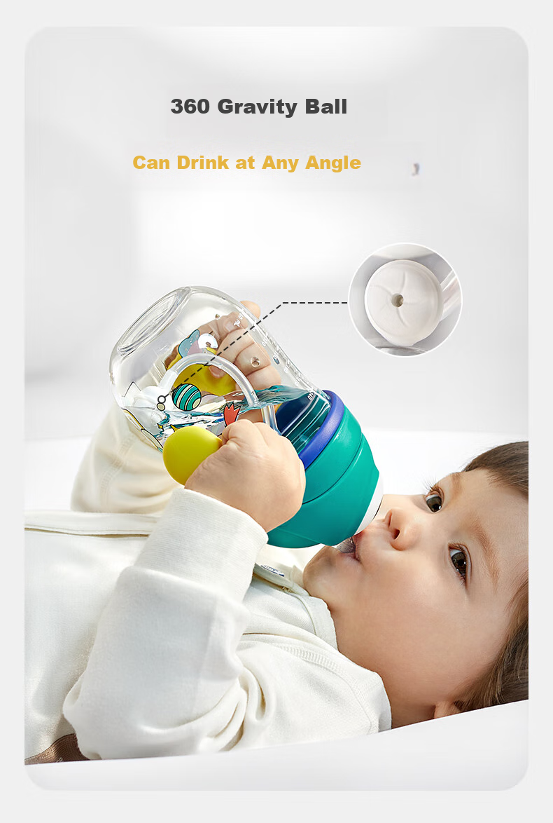 Babycare Children's Water Bottle, Baby Training Cup for 6 Months And Above, Anti-Fall Straw Cup, Anti-Choking Water Bottle, PPSU 240ml 6