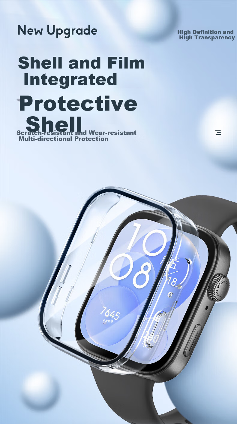 Watchbond Protective Case for Huawei Watch Fit4Pro, PC Shell And Film Integrated Case for Fit4 Pro Bracelet, Full Coverage Hard Transparent Case, Shockproof, Scratch-Resistant, Wear-Resistant 1